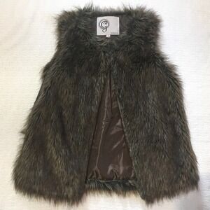 Gabriella Rocha Faux Fur Vest Brown Sleeveless Jacket Warm Cozy XL
